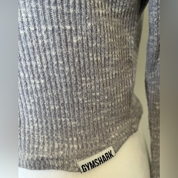 Gymshark Gray Slounge Hooded Crop Top Thumb Holes Medium - Picture 8 of 10